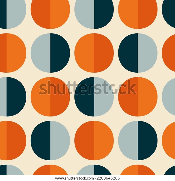 Happy Retro\
Circles Halves - orange red blue\
beige