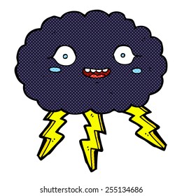 Happy Retro Comic Book Style Cartoon Rain Cloud