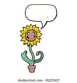 happy retro flower cartoon