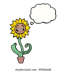 happy retro flower cartoon character
