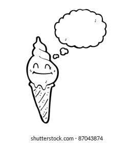happy retro ice cream character