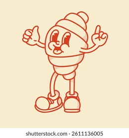 Happy retro mascot cookie character, smiling, giving a thumbs up. Menu, homemade bakery symbol