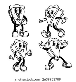 Happy retro mascot piece of pie character, smiling, giving a thumbs up. Menu, homemade bakery symbol