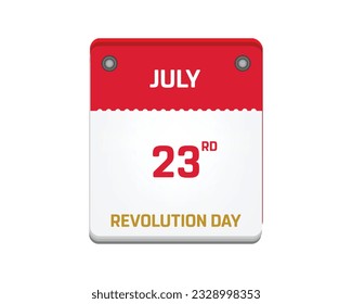 Happy Revolution day Egypt, Egypt Revolution day, Egypt, Flag of Egypt, Calender, 23rd July, 23 July, National Day, Revolution Day, Typographic Design, Wallpaper, Vector, Concept, White Background