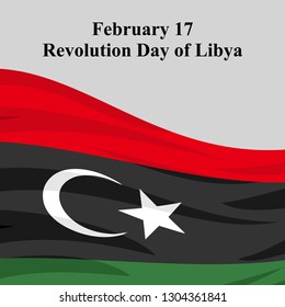 Happy Revolution Day of Libya vector illustration. Suitable for greeting card, poster and banner. 