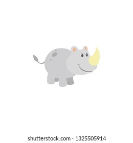 happy rhino cartoon icon on a white background