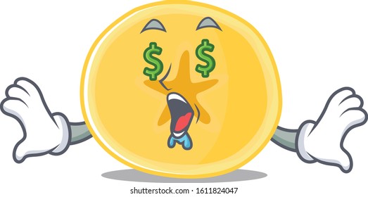 Happy rich banana chips with Money eye cartoon character style
