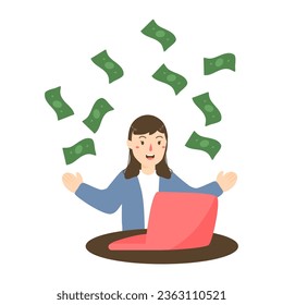 happy rich banker celebrating income growth