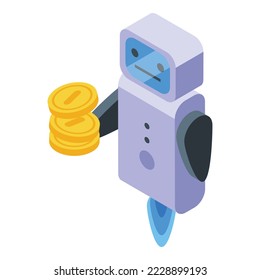 Happy rich bot icon isometric vector. Faucet job. Passive money