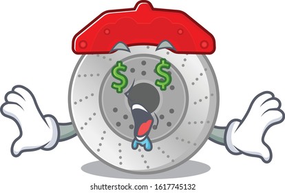 Happy rich car brake with Money eye cartoon character style
