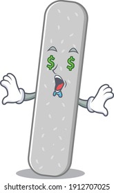 happy rich cartoon concept of emery boards with money eyes. Vector illustration