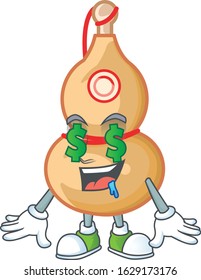 Happy rich chinese wine bottle with Money eye cartoon character style