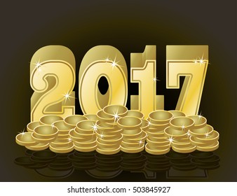 Happy rich golden new year 2017 wallpaper, vector illustration