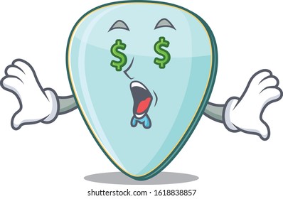 Happy rich guitar plectrum with Money eye cartoon character style