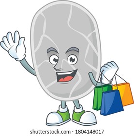 Happy rich nitrospirae Caricature picture with shopping bags. Vector illustration