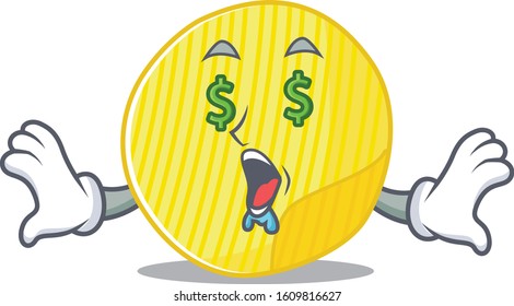 Happy rich potato chips with Money eye cartoon character style