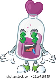 Happy rich purple potion with Money eye cartoon character style