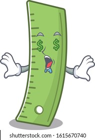 Happy rich ruler with Money eye cartoon character style