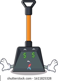 Happy rich snow shovel with Money eye cartoon character style