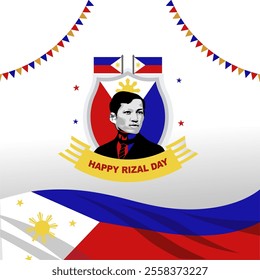 Happy Rizal Day Greeting Vector Illustration with Jose Rizal Silhouette. Philippines Vector Illustration