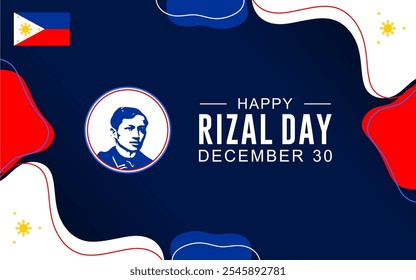 Feliz Ilustración vectorial del Día de Rizal. 30 de diciembre, Día de los Héroes del Dr. José Rizal. Adecuado para tarjetas de felicitación, carteles, Anuncios y feeds de redes sociales.