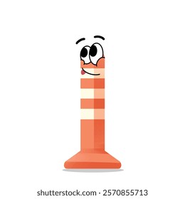 happy road barrier mascot vector illustrations. fun and playful concept. job, tools, building, workers, safety, city, construction equipment, renovation and restoration themes