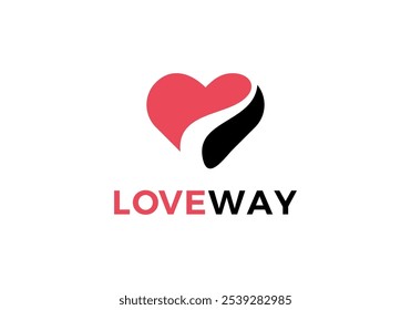 happy road logo design. road with love heart logo combination simple creative, icon, vector, template