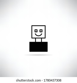 happy robot avatar with drop shadow vector illustration