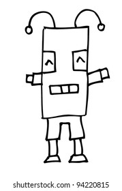 happy robot doodle
