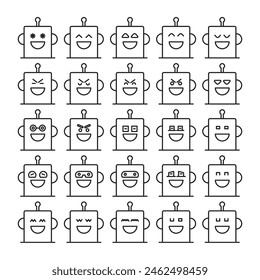 happy robot emoji icons set vector illustration