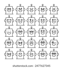 happy robot emoji icons set vector illustration
