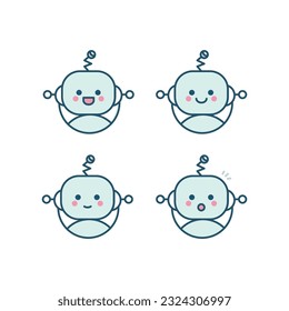 happy robot face avatar. Chat robot vector icon in simple modern flat style.