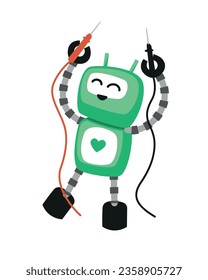 Happy robot jumps for joy