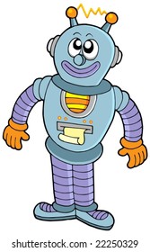 Happy robot on white background - vector illustration.