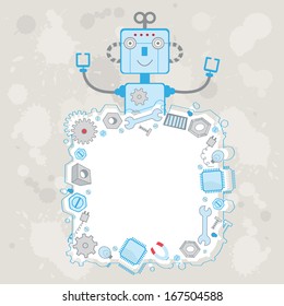 Happy robot with a place for your text decorative frame