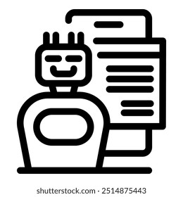 Happy robot is processing data with a smile, showcasing the positive potential of ai in data analysis