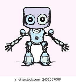 happy robot sticker vector art