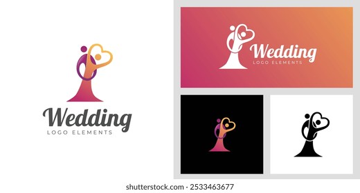 Feliz casal romântico abraço ícone de logotipo design para casamento logotipo símbolo, Casal amor, casal amor relação dia junto logotipo vetor família