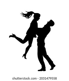 Happy Romantic Couple Silhouette Vector Illustration Stock Vector ...