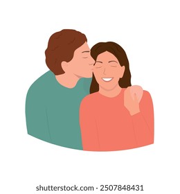 Happy Romantic Couple together. Warm,loving relationships. Woman and Man. Flat vector illustration