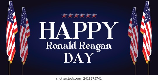 Happy Ronald Reagan Day Text illustration Design