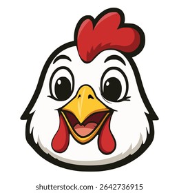 happy rooster chicken animal flat color vector illustration template design