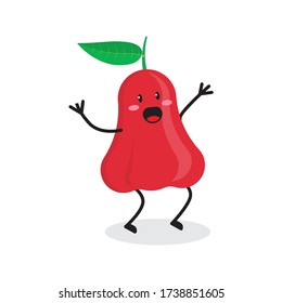 happy rose apple fruit cute character mascot vector design