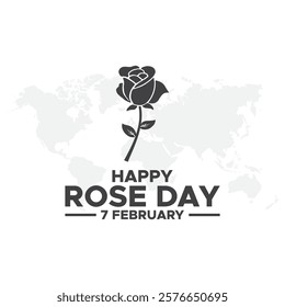 Happy Rose Day Post and Greeting Card. 7 February - Rose Day lineart of Valentine's Week minimal Vector Illustration
Happy Rose Day held on 07  February.