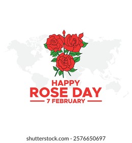 Happy Rose Day Post and Greeting Card. 7 February - Rose Day lineart of Valentine's Week minimal Vector Illustration
Happy Rose Day held on 07  February.