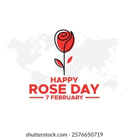 Happy Rose Day Post and Greeting Card. 7 February - Rose Day lineart of Valentine's Week minimal Vector Illustration
Happy Rose Day held on 07  February.