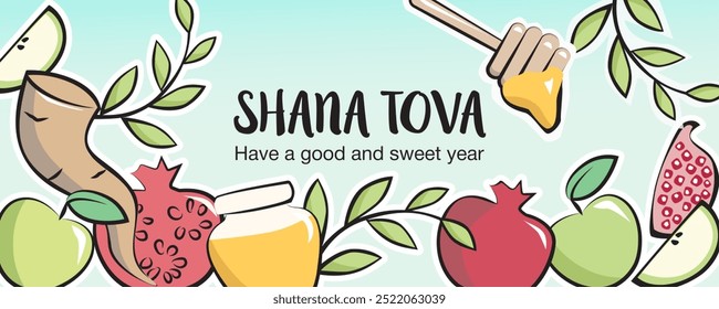 Happy Rosh Hashanah banner, Shana tova.