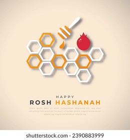 Happy Rosh Hashanah Day Paper cut style Vector Design Illustration for Background, Poster, Banner, Advertising, Greeting Card