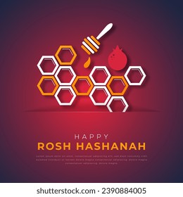 Happy Rosh Hashanah Day Paper cut style Vector Design Illustration for Background, Poster, Banner, Advertising, Greeting Card