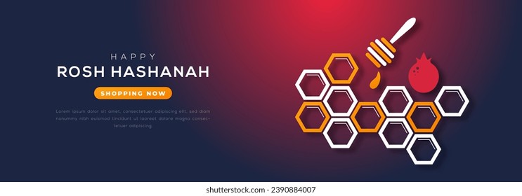 Happy Rosh Hashanah Day Paper cut style Vector Design Illustration for Background, Poster, Banner, Advertising, Greeting Card